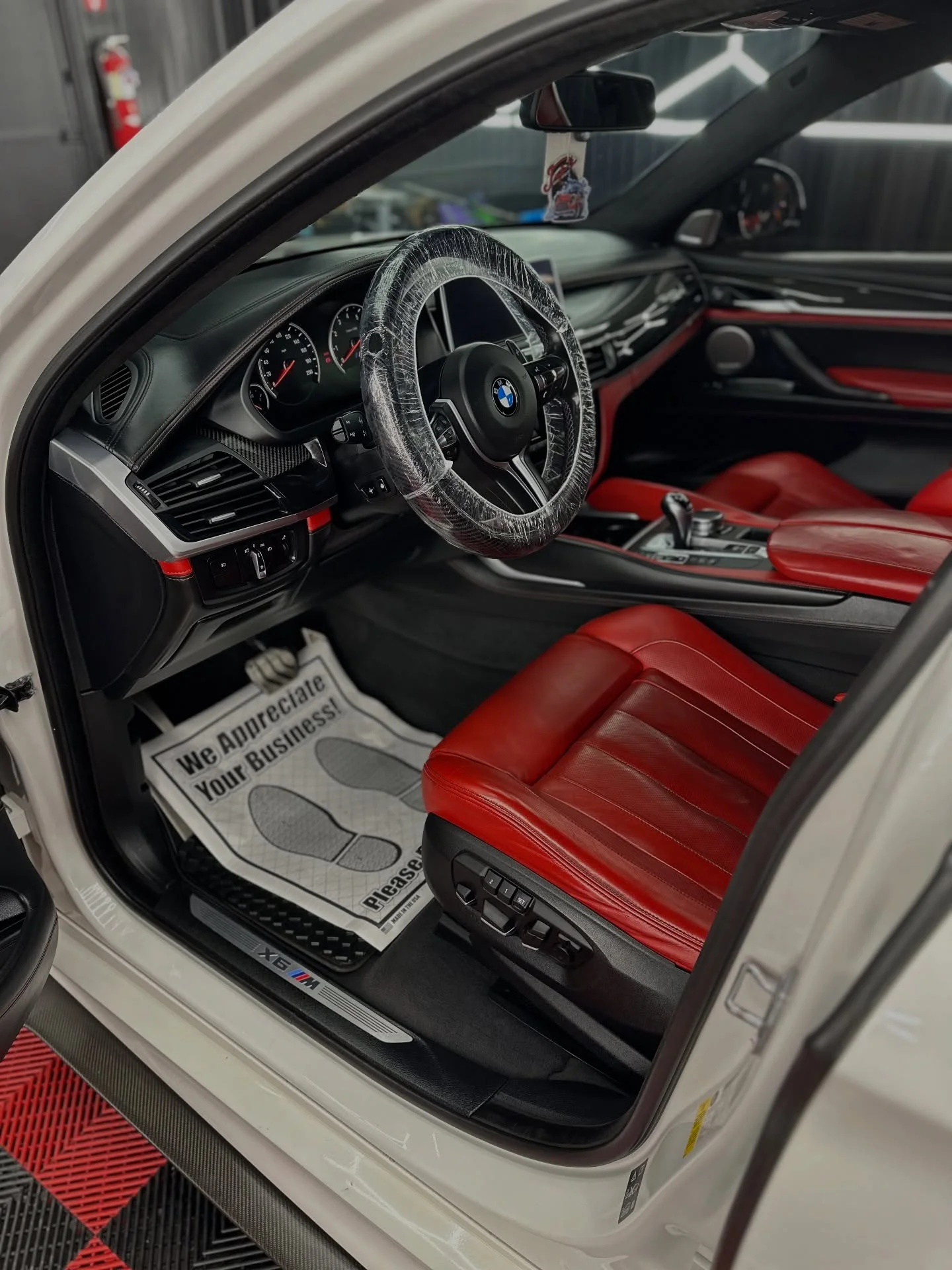 Leather and vinyl care product used during interior detailing