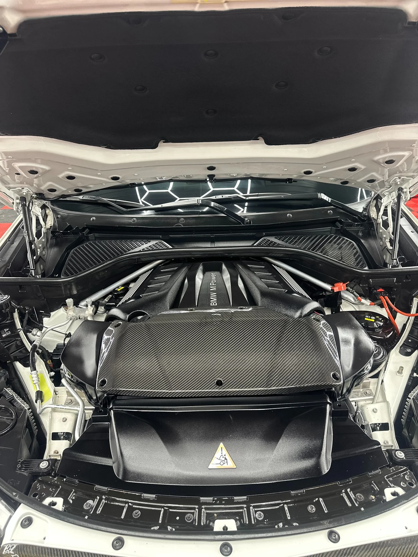 BMW X6M engine bay after complete detail